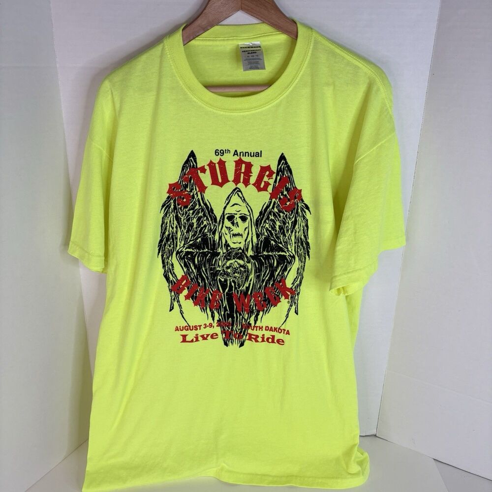 Sturgis Bike Week Graphic T Shirt, XL, Jerzees, Green, Retro 2009 69th Annual